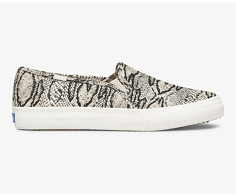 Keds Women's Double Decker Animal Cream Snake Slip On Shoes - UE0893721